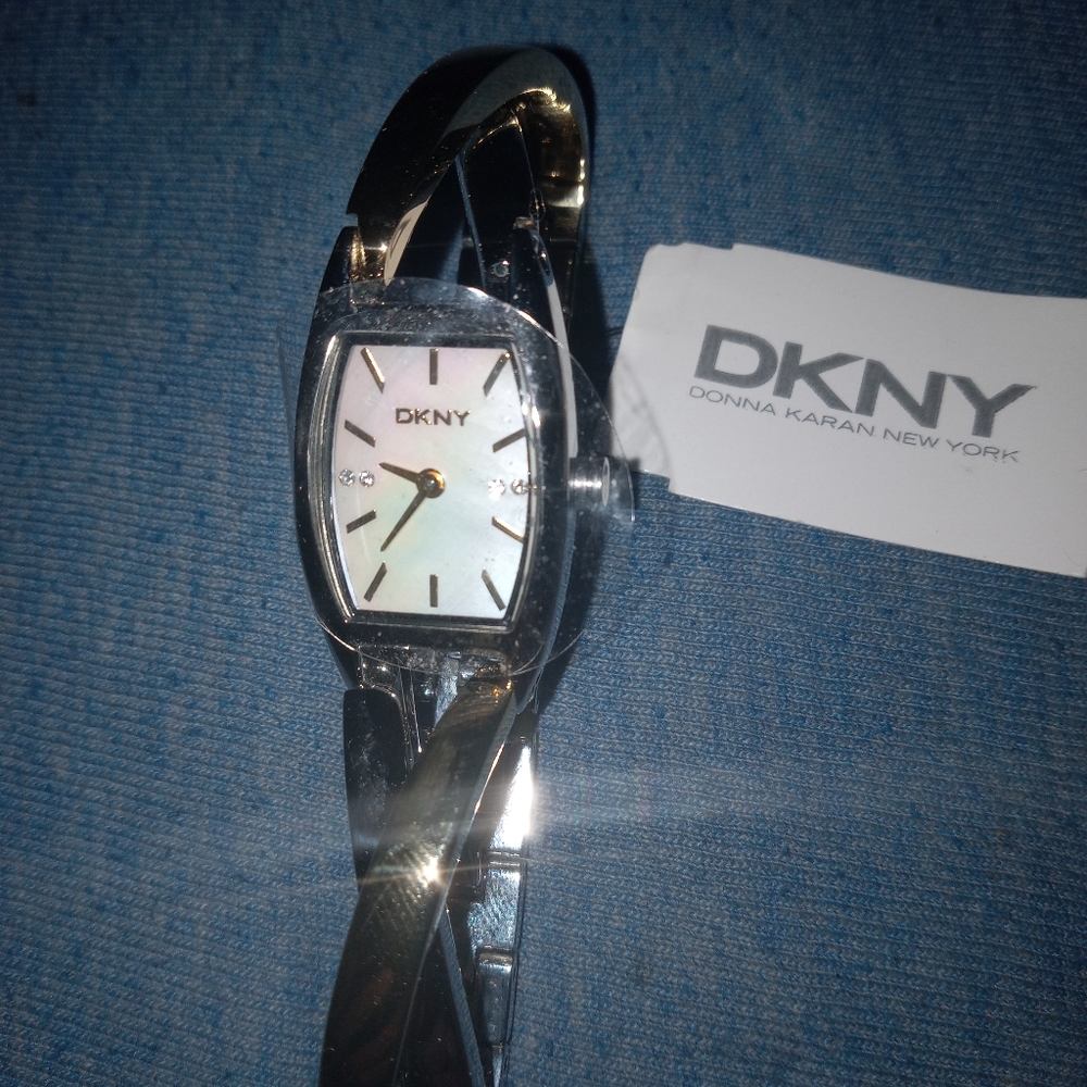 Dkny women's gold and silver cross braid  watch
